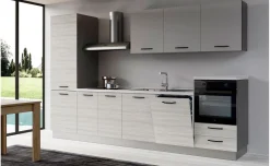 Gilda 2.0 cucina 330 cm colore frassino ghiaccio e light grey