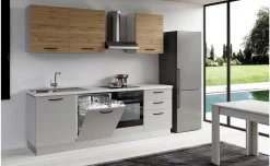 Gilda 2.0 cucina 300 cm colore light grey e rovere cadiz