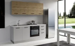 Gilda cucina 195 cm colore light grey e rovere cadiz