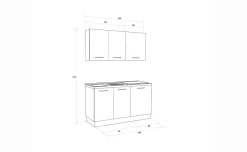 Gilda cucina 150 cm colore light grey e rovere cadiz