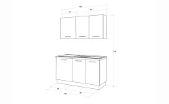 Gilda cucina 150 cm colore light grey e rovere cadiz