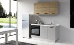 Gilda cucina 150 cm colore light grey e rovere cadiz