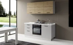 Gilda cucina 180 cm colore light grey e rovere cadiz