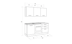 Gilda cucina 180 cm colore light grey e rovere cadiz