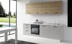 Gilda cucina 240 cm colore light grey e rovere cadiz