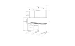 Gilda cucina 240 cm colore light grey e rovere cadiz
