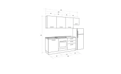 Gilda cucina 240 cm colore light grey e rovere cadiz