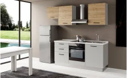 Gilda 2.0 cucina 240 cm colore light grey e rovere cadiz