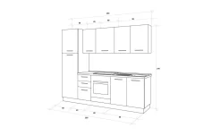 Gilda cucina 255 cm colore light grey e rovere cadiz