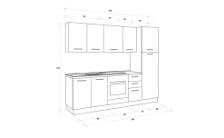 Gilda cucina 255 cm colore light grey e rovere cadiz
