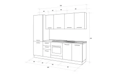 Gilda cucina 255 cm colore light grey e rovere cadiz