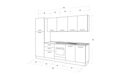 Gilda cucina 270 cm colore light grey e rovere cadiz
