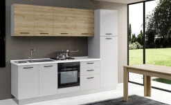 Gilda cucina 270 cm colore light grey e rovere cadiz