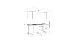 Gilda cucina 270 cm colore light grey e rovere cadiz