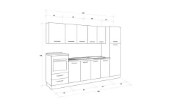Gilda cucina 300 cm colore light grey e rovere cadiz