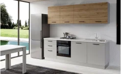 Gilda cucina 300 cm colore light grey e rovere cadiz
