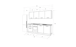 Gilda cucina 300 cm colore light grey e rovere cadiz