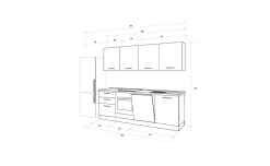 Gilda cucina 300 cm colore light grey e rovere cadiz