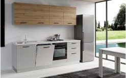 Gilda cucina 300 cm colore light grey e rovere cadiz
