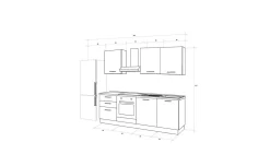 Gilda 2.0 cucina 300 cm colore light grey e rovere cadiz
