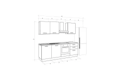 Gilda 2.0 cucina 300 cm colore light grey e rovere cadiz