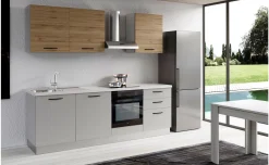 Gilda 2.0 cucina 300 cm colore light grey e rovere cadiz