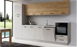 Gilda cucina 330 cm colore light grey e rovere cadiz