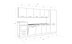 Gilda cucina 345 cm colore light grey e rovere cadiz