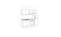 Gilda 2.0 cucina 210 cm colore portland e rovere cadiz