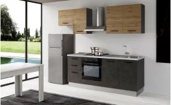 Gilda 2.0 cucina 255 cm colore portland e rovere cadiz