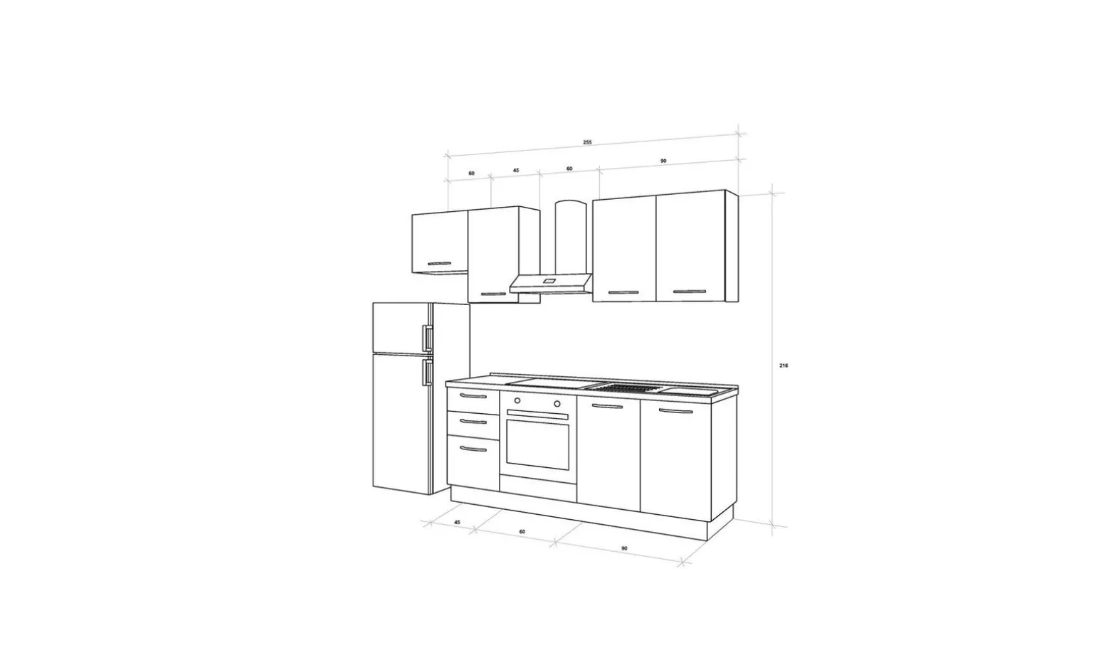 Gilda 2.0 cucina 255 cm colore portland e rovere cadiz