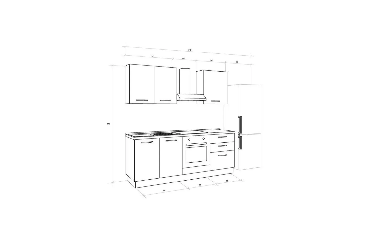 Gilda 2.0 cucina 270 cm colore rovere cadiz e portland