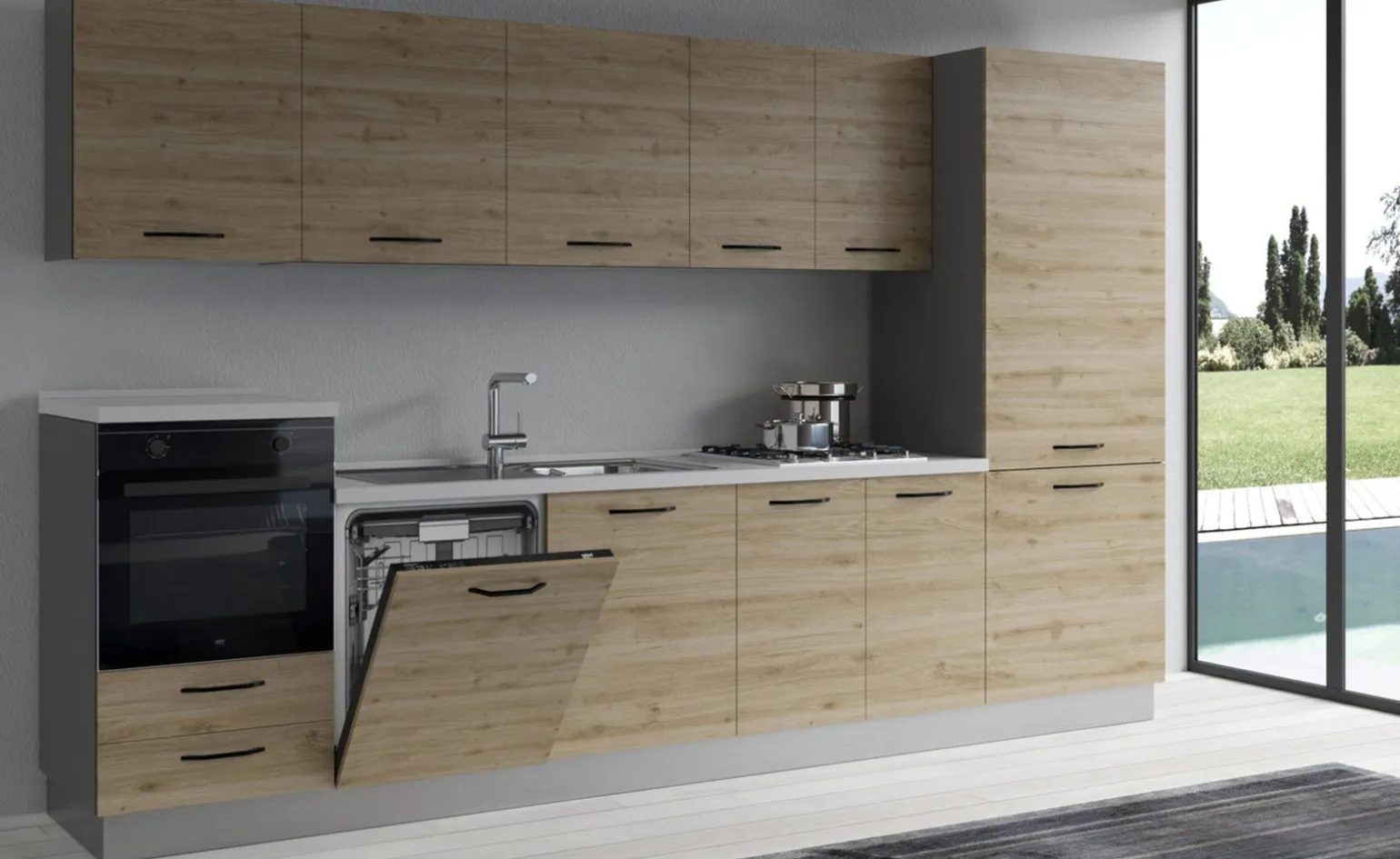 Gilda cucina 345 cm colore rovere cadiz