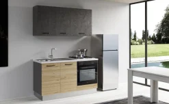 Gilda cucina 150 cm colore rovere cadiz e cemento scuro