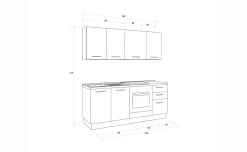 Gilda cucina 195 cm colore rovere cadiz e cemento scuro