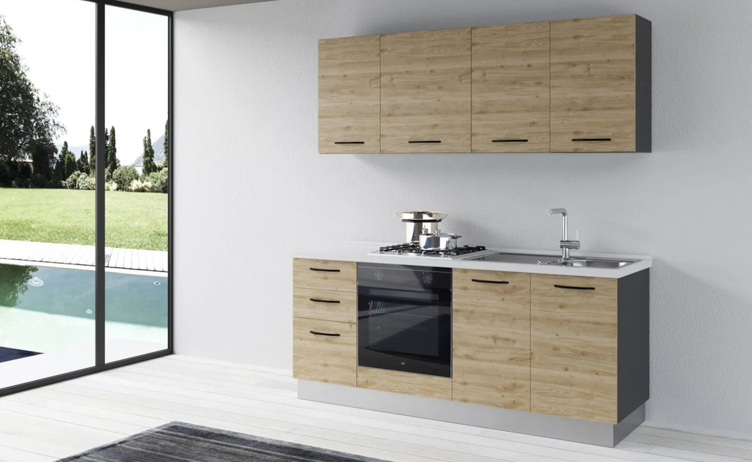 Gilda cucina 195 cm colore rovere cadiz