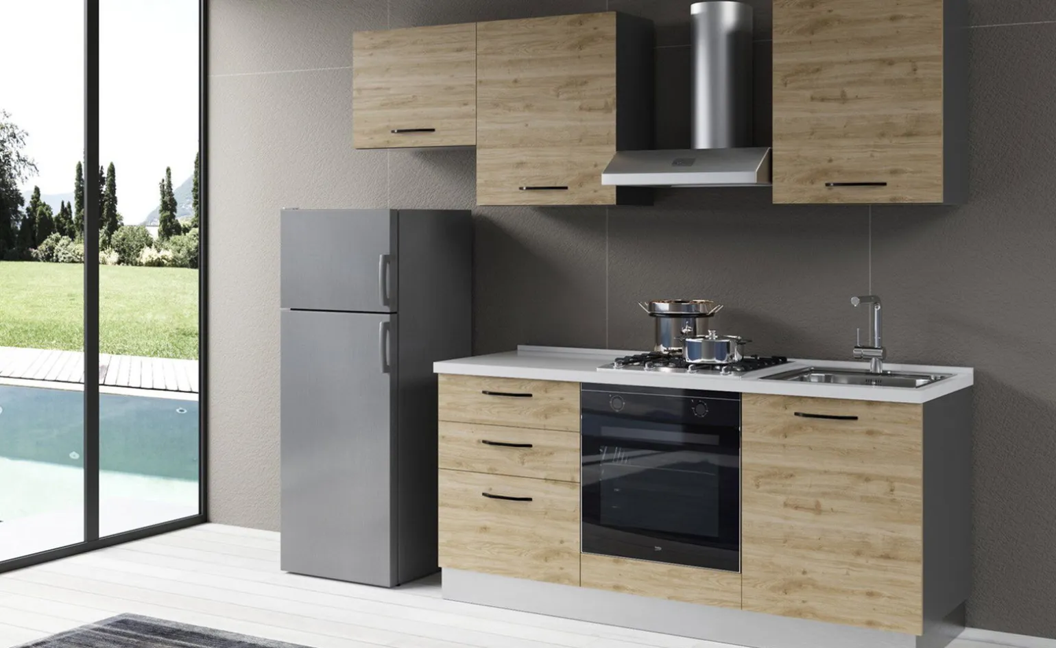 Gilda 2.0 cucina 240 cm colore rovere cadiz