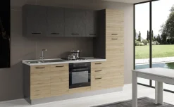 Gilda cucina 255 cm colore rovere cadiz e cemento scuro