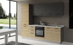 Gilda cucina 255 cm colore rovere cadiz e cemento scuro