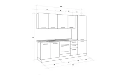 Gilda cucina 255 cm colore rovere cadiz e cemento scuro