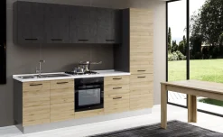 Gilda cucina 270 cm colore rovere cadiz e cemento scuro