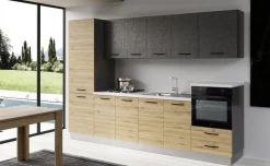 Gilda cucina 300 cm colore rovere cadiz e cemento scuro