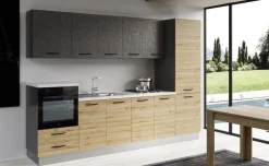 Gilda cucina 300 cm colore rovere cadiz e cemento scuro