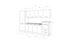 Gilda cucina 315 cm colore rovere cadiz e cemento scuro