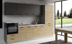 Gilda cucina 315 cm colore rovere cadiz e cemento scuro