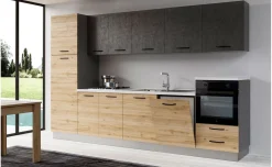 Gilda cucina 330 cm colore rovere cadiz e cemento scuro