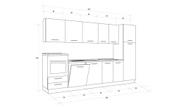 Gilda cucina 330 cm colore rovere cadiz e cemento scuro