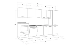 Gilda cucina 330 cm colore rovere cadiz e cemento scuro