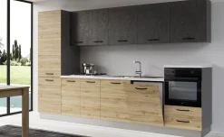Gilda cucina 330 cm colore rovere cadiz e cemento scuro