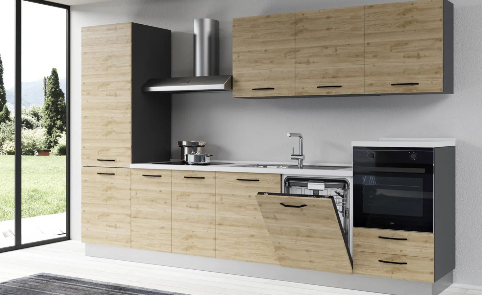 Gilda 2.0 cucina 330 cm colore rovere cadiz